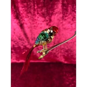 Vintage Christmas - Glass Clip-On Ornament Macaw Parrot with Tinsel Tail Germany